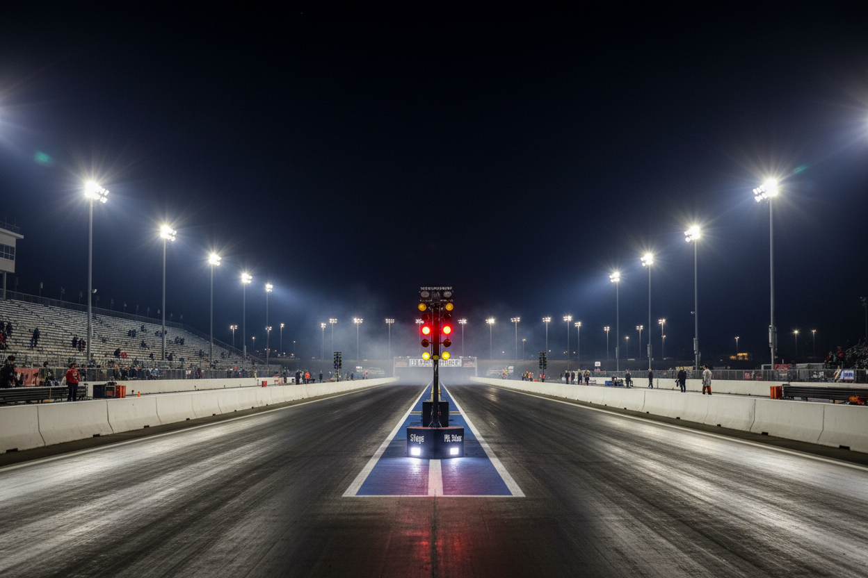 image of dragstrip at night